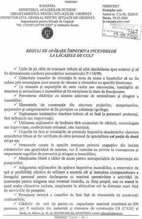 REGULI DE APĂRARE ÎMPOTRIVA INCENDIILOR LA LĂCAȘELE DE CULT
